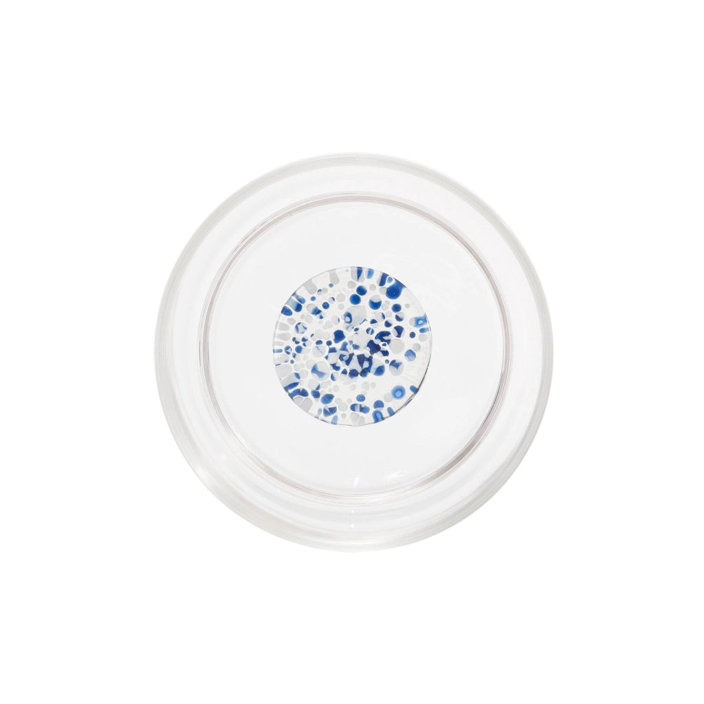 Teca Terrazzo Set 6 Tumbler in Vetro Borosilicato Blu e Bianco, Design a Doppiofondo con Decorazioni Artigianali Astratte, Impilabili e Resistenti