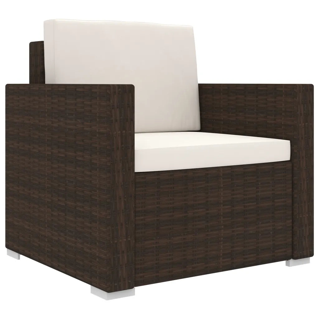 Set Divani da Giardino 8 pz con Cuscini in Polyrattan Marrone 48315