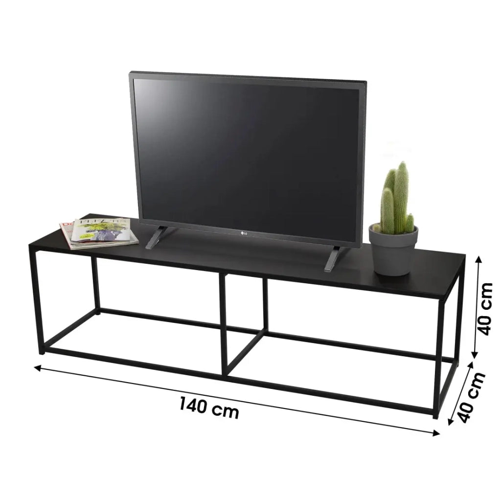 Mobile porta TV stile industriale collezione SOHO - Colore nero, dimensioni 140x40xH40 cm