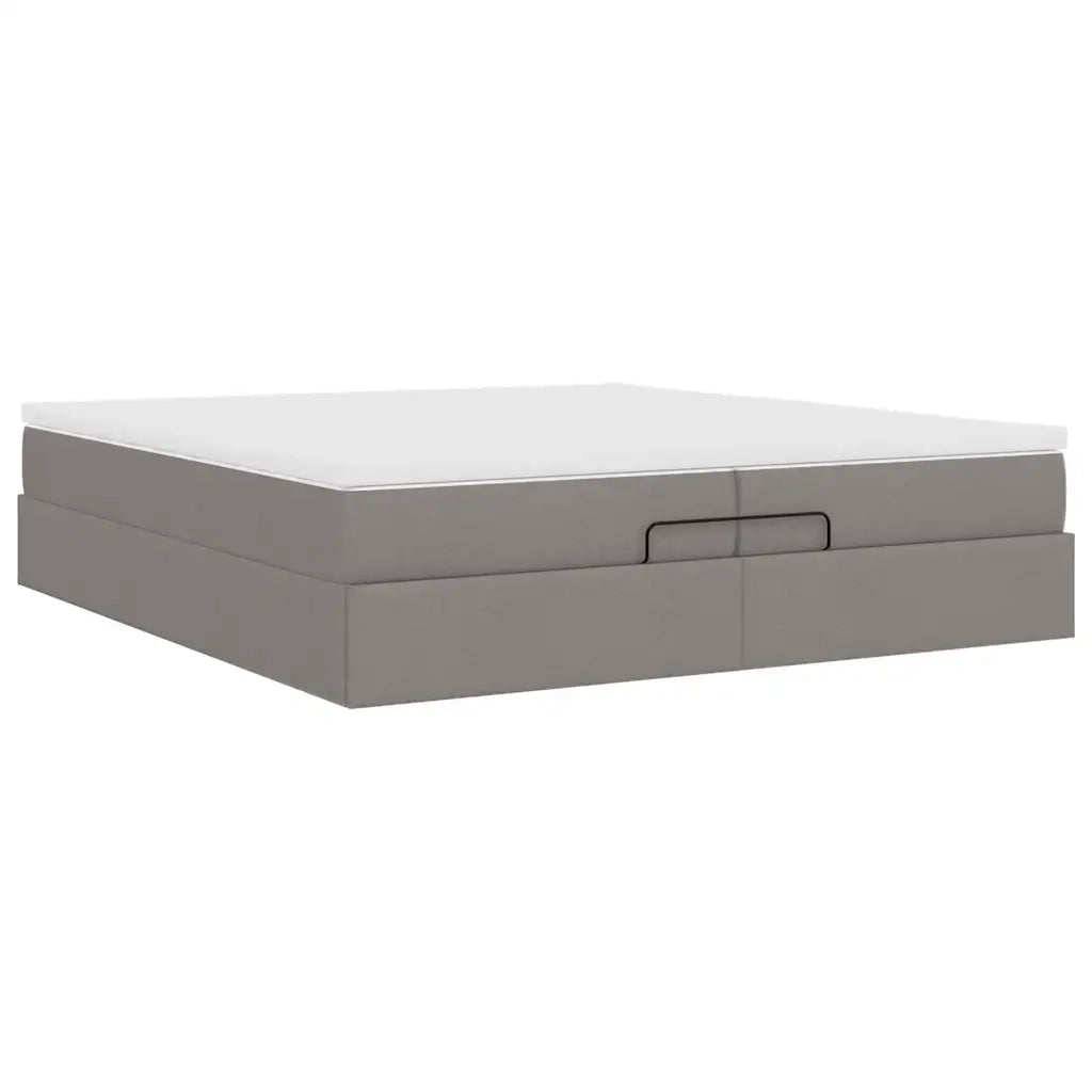 vidaXL Struttura Letto Pouf con Materassi Tortora 200x200 cm Tessuto