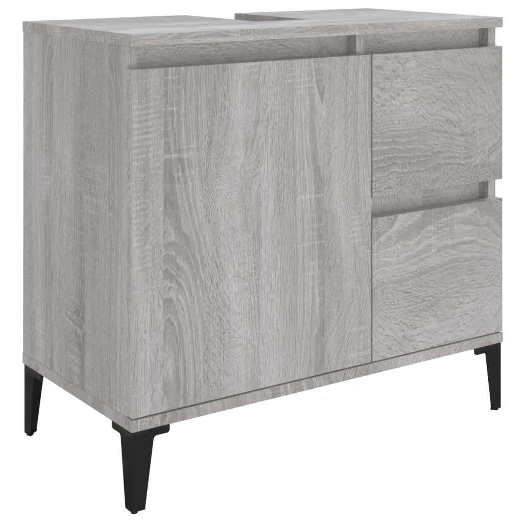 Set Mobili da Bagno | Armadio da bagno 3 pz Grigio Sonoma in Legno Multistrato