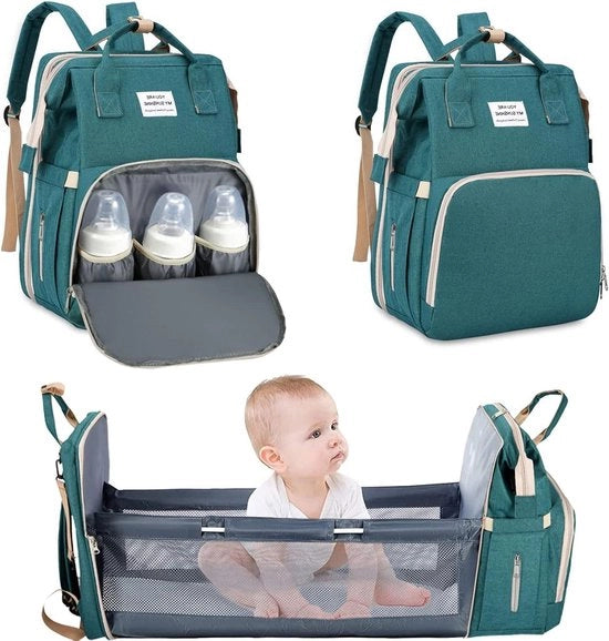 Borsa per Bambini con Pannolino, Pad di Cambio, Impermeabile, Grande Capacità - Verde, Dimensione Unica