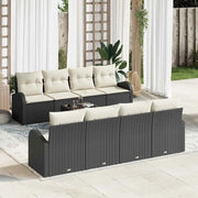 Set Divano da Giardino 9 pcs Nero e Crema polyrattan 3354636