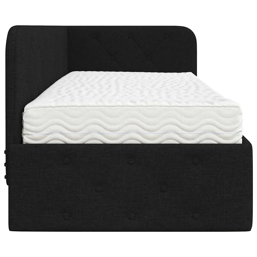 Cornice del letto ad angolo Nero 80 x 200 cm Tessuto