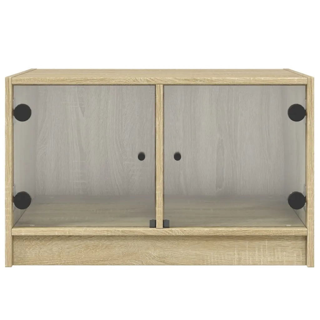 Tavolino da salotto | Tavolino da caff¨¨ | Tavolino da Soggiorno con Ante in Vetro Rovere Sonoma 68x50x42 cm