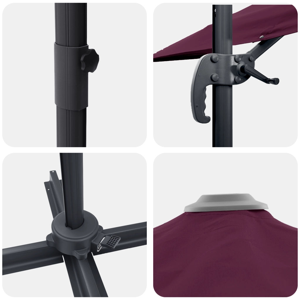 Ombrello da Patio Rosso borgogna Alluminio, Poliestere Grande