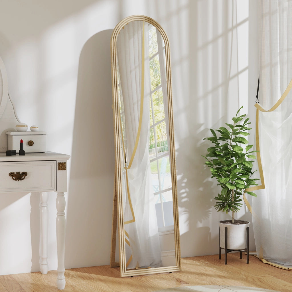 Specchio a Pieno Corpo con Cornice Effetto Pietra ¨C zephmum ¨C Beige 40x160 cm