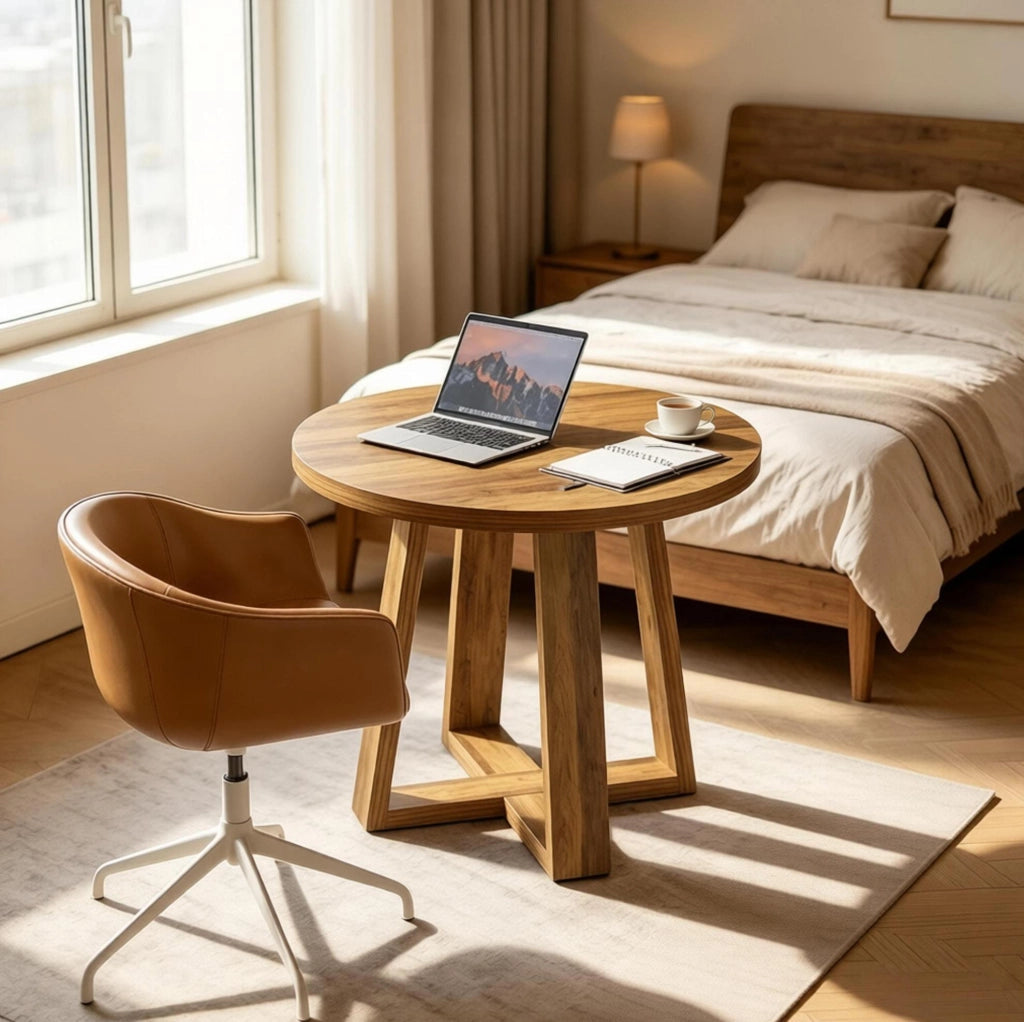 Tavolo rotondo da riunione ? 80 cm in MDF marrone