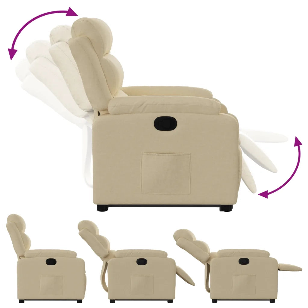 Poltrona | Sedia Relax Alzapersona Reclinabile Crema in Tessuto