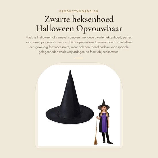 Cappello da Strega Opportuno - Cappello da Strega per Adulti - Cappello da Strega per Bambini - Accessorio di Halloween - Accessorio di Festa - Regalo per Compleanno - Cappello da Strega