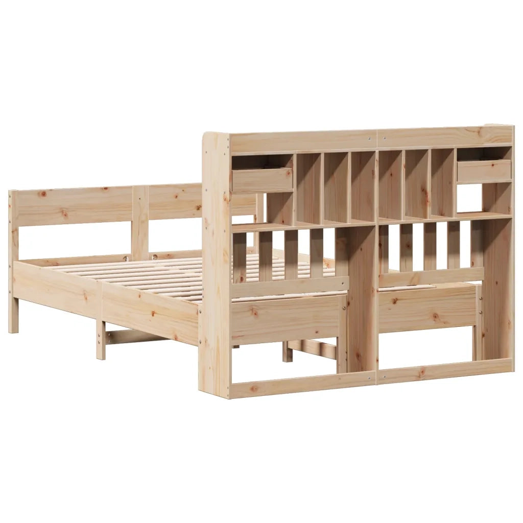 Letto Libreria senza Materasso 140x190 cm in Legno di Pino 3323038