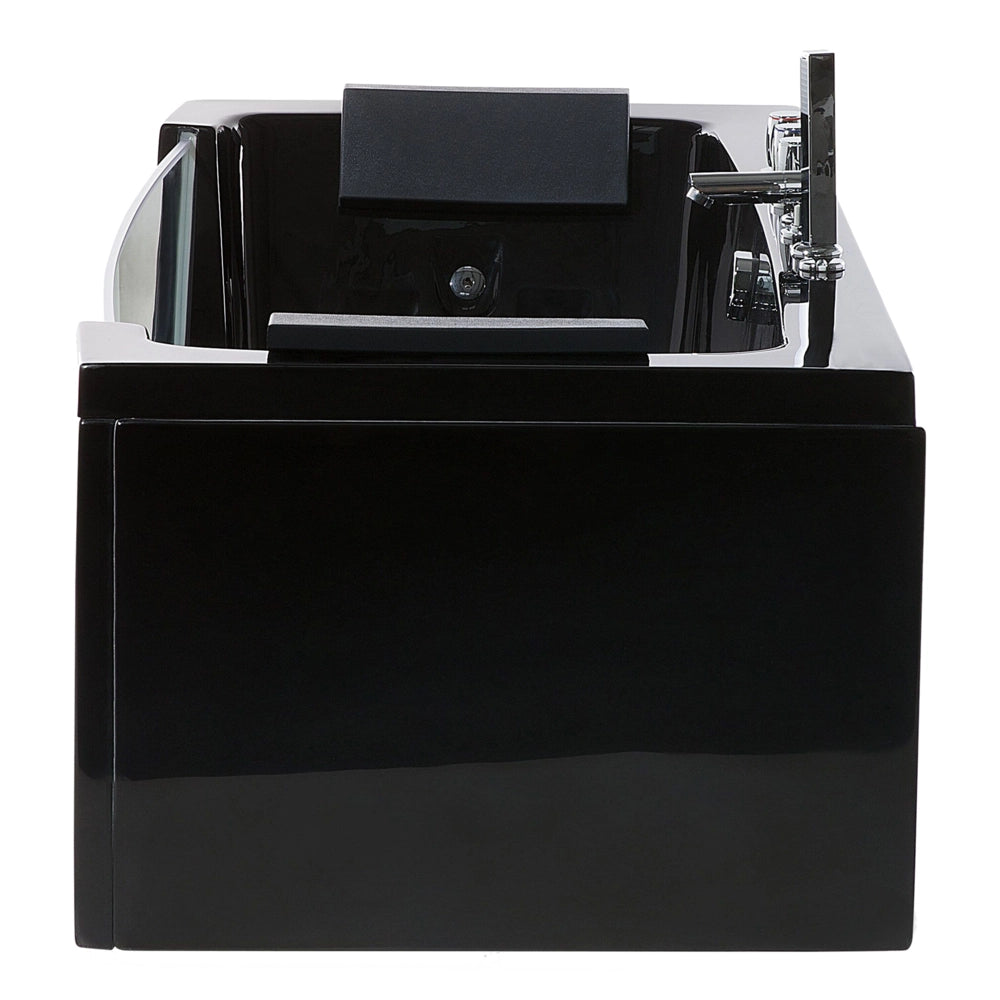 Massaggio Punti Bagno Nero Argento con LED Sanitario Acrilico e Vetro Singolo 150 x 71 cm