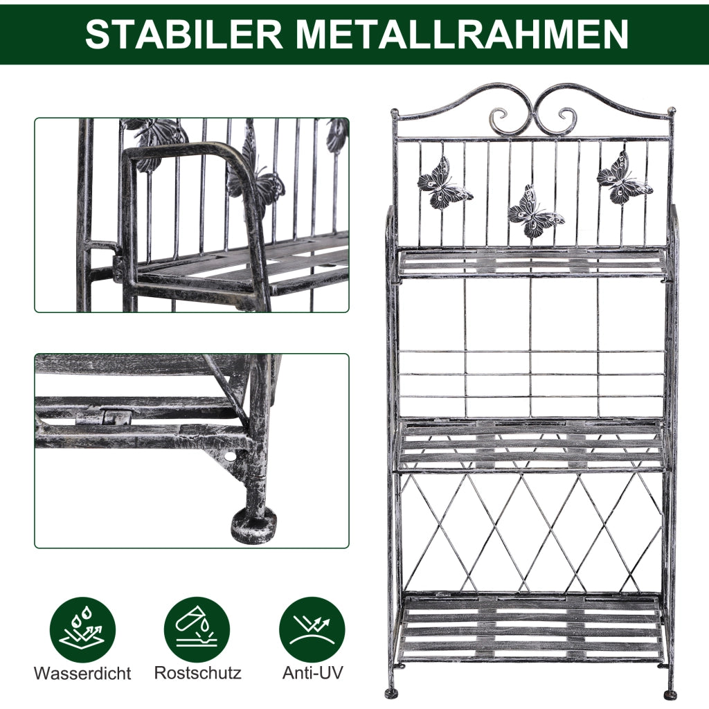 PORTA VASI in metallo 44x25x96 cm Grigio pieghevole