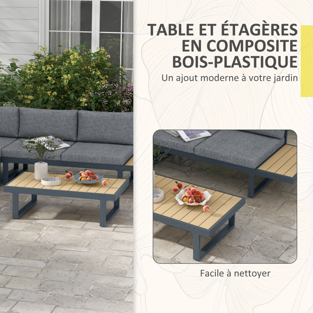 Set divano angolare 5 posti con tavolino ¨C zephmum ¨C grigio antracite polyrattan