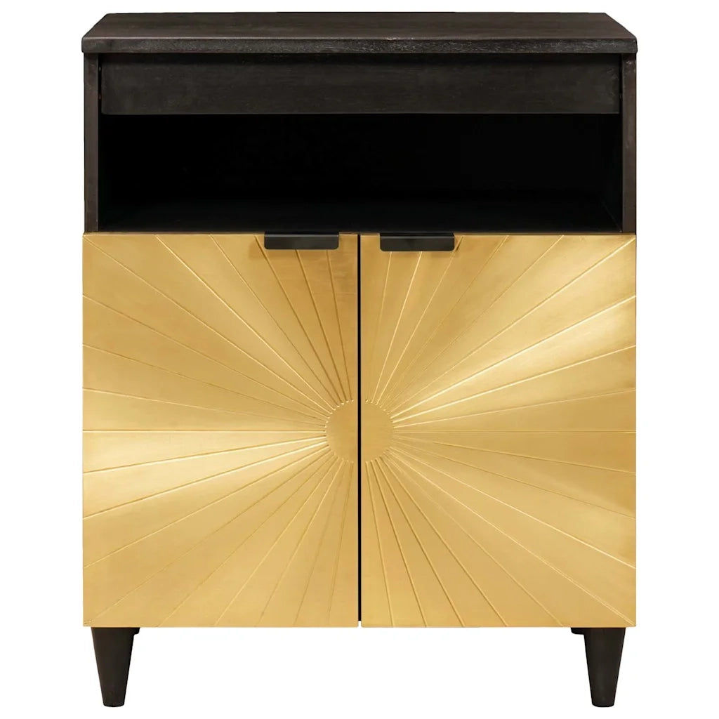 vidaXL Credenza Nero e Oro 60 x 33 x 75 cm legno massello di mango