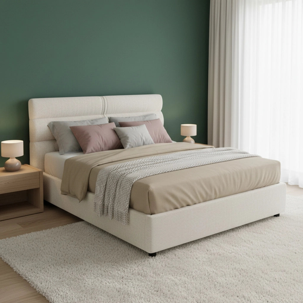 Briosco, Letto Piazza e Mezza Materasso Incluso Made in Italy, Beige