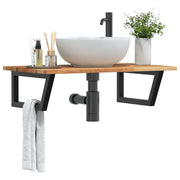vidaXL Ripiano a Parete per Lavabo in Acciaio e Massello di Acacia