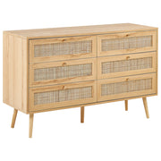 Cassettiera con 6 cassetti in rattan in colore marrone chiaro stile boho soggiorno camera da letto