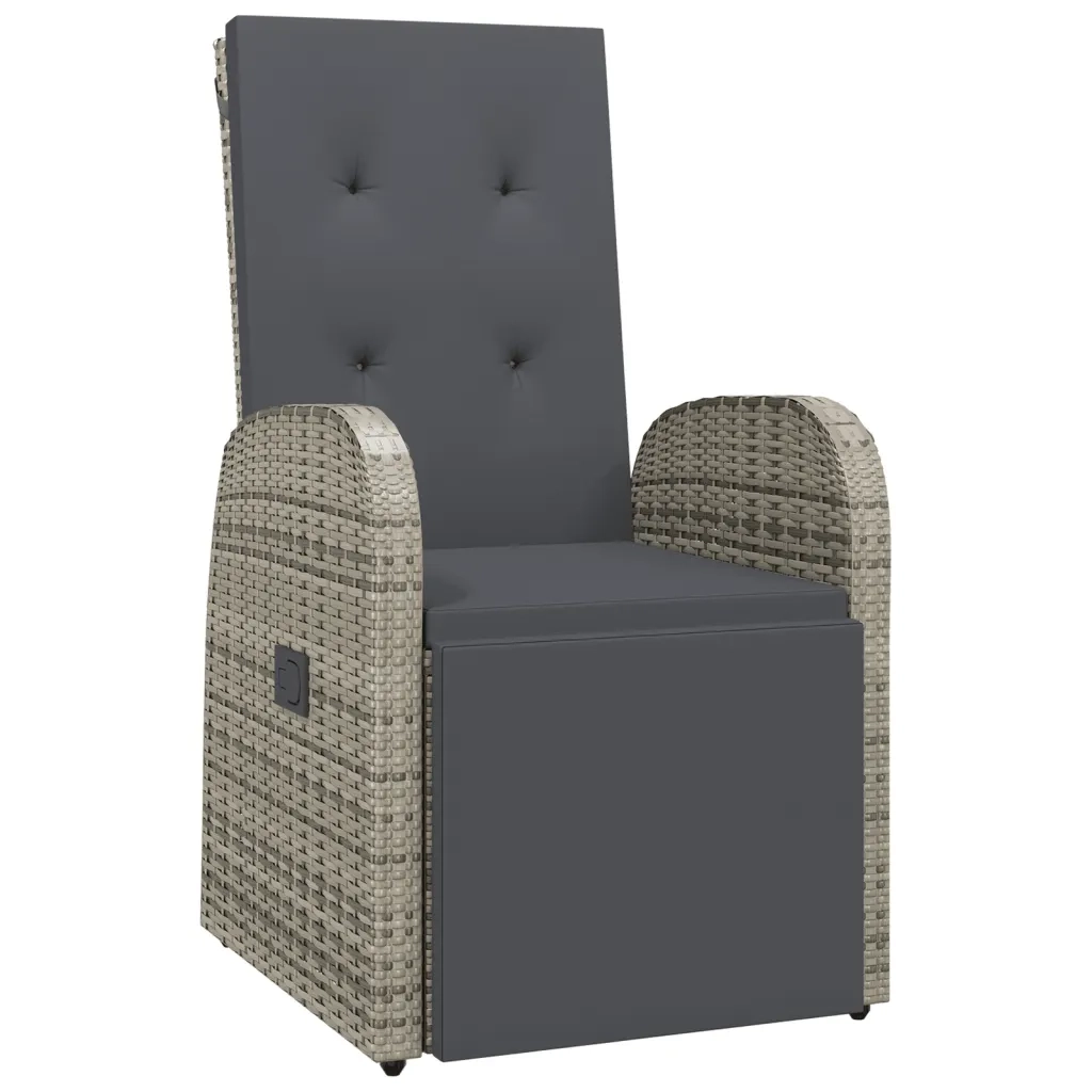 Sedie da Giardino Reclinabili e Cuscini Polyrattan Grigio 47677