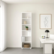 Libreria Pabuk, Scaffale da ufficio, Mobile portalibri, Biblioteca, 47x40 h222 cm, Bianco