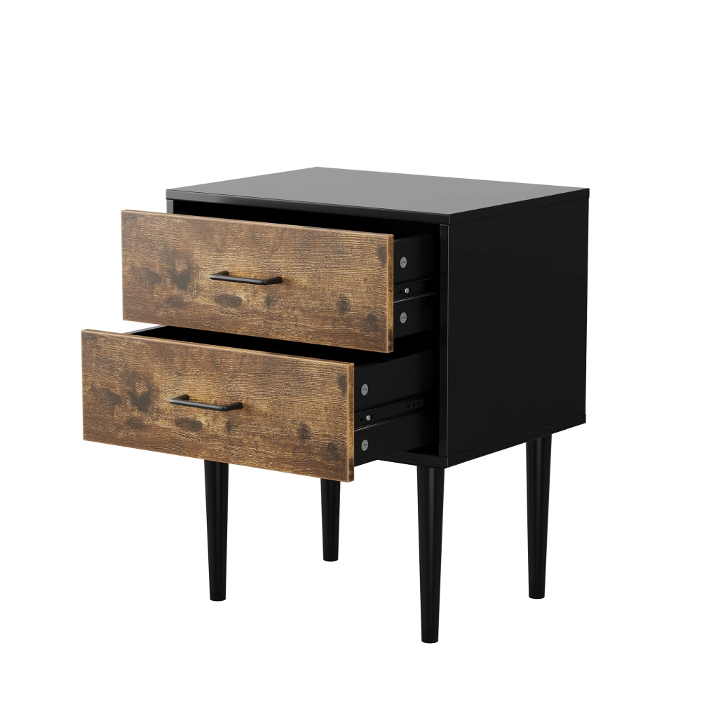Comodino con 2 cassetti in MDF, stile retrò, per camera da letto e soggiorno, colore marrone antico, 51 × 38 × 66 cm