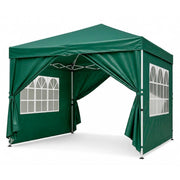 Gazebo Pieghevole Da Giardino Con Pareti Laterali E Finestre Trasparenti Sistema Pop Up Copertura Impermeabile UV50+ Telaio In Acciaio Per Eventi Outdoor 3 x 3 x 2.59 M Verde