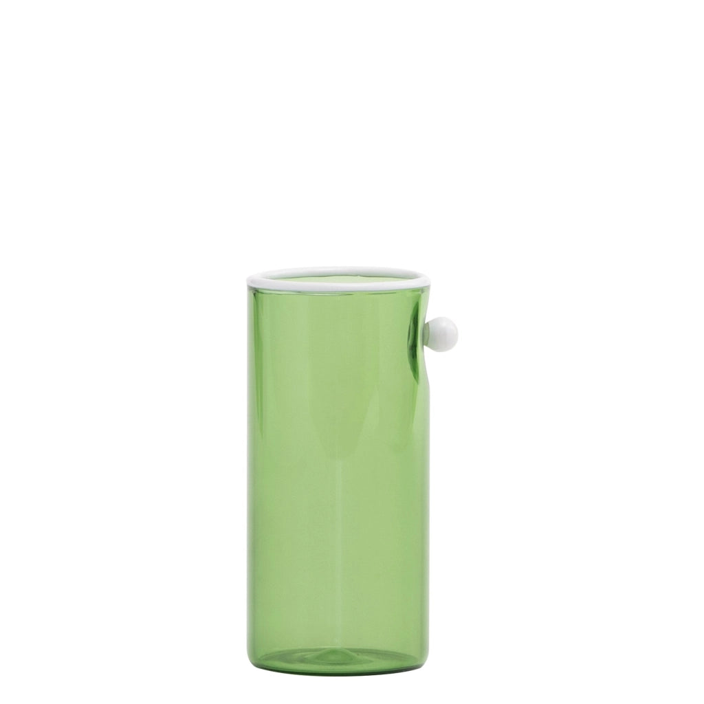 Zafferano Set 4 Bicchieri Highball Collezione Oyster Verde in Vetro Borosilicato Soffiato a Mano con Dettaglio Perla Opaca Bianco, Stile Raffinato