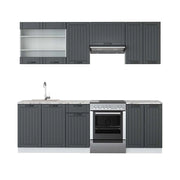 Cucina componibile Fame-Line Antracite rustico/Bianco 240 cm, PL Marmo Vicco