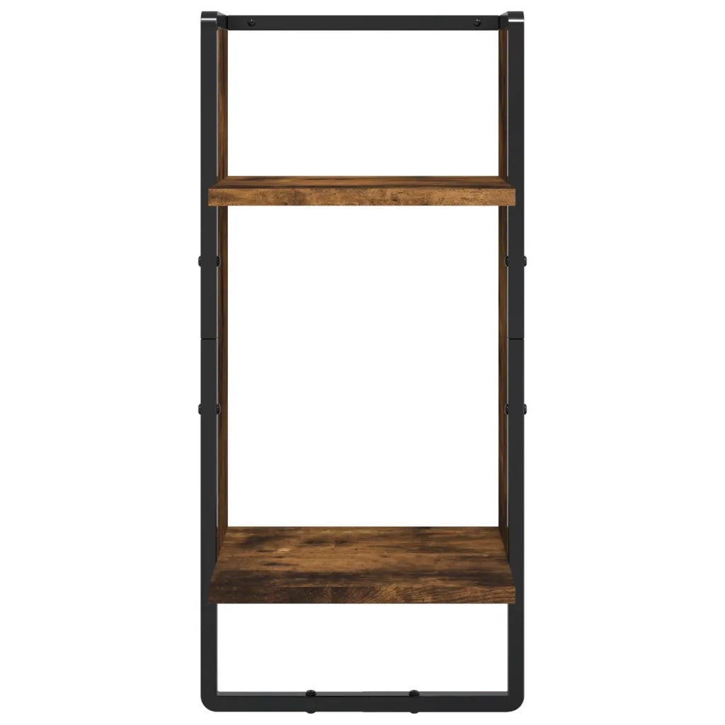 Set Mensole Parete con Aste 4pz Rovere Fumo Legno Multistrato 836310