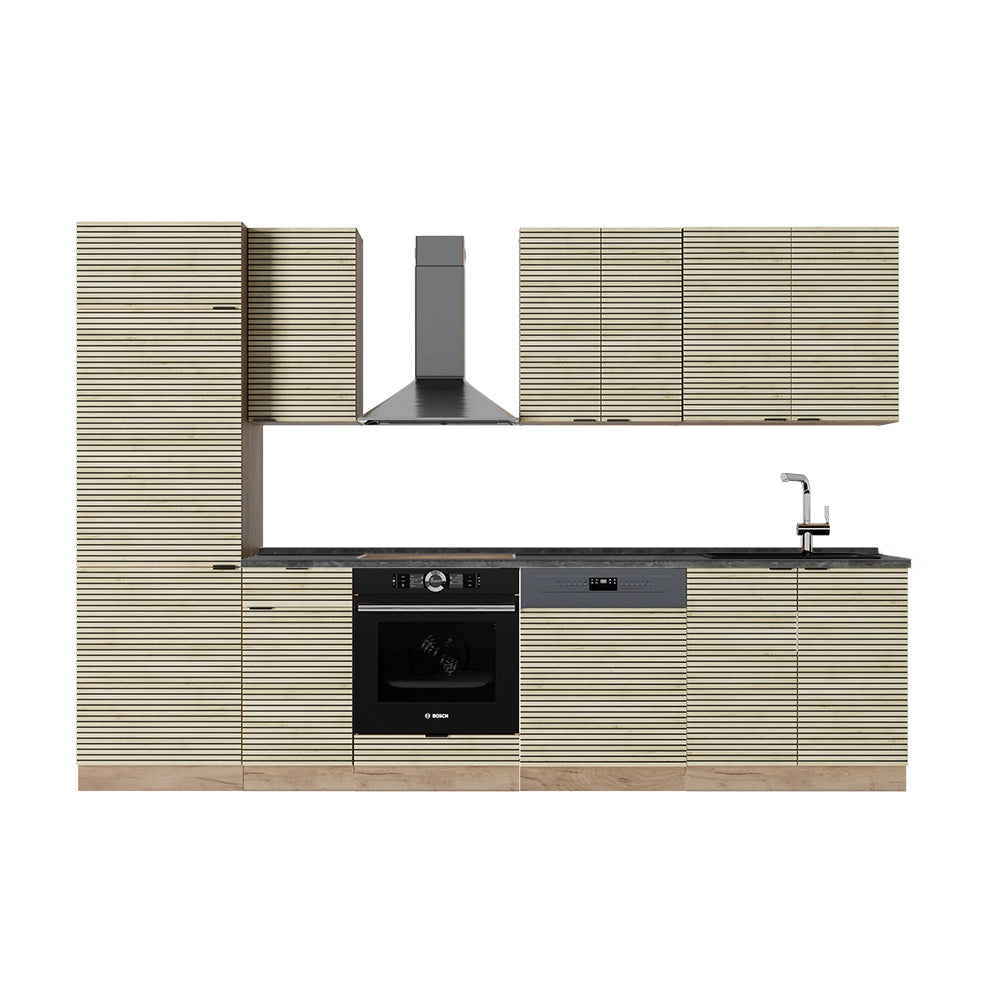 Cucina componibile Fame-Line Pannello in quercia/Rovere dorato 300 cm, PL Antracite Vicco