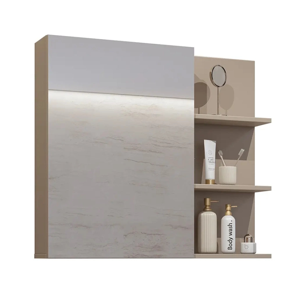 Specchio con contenitore per il bagno GOBI colore marrone