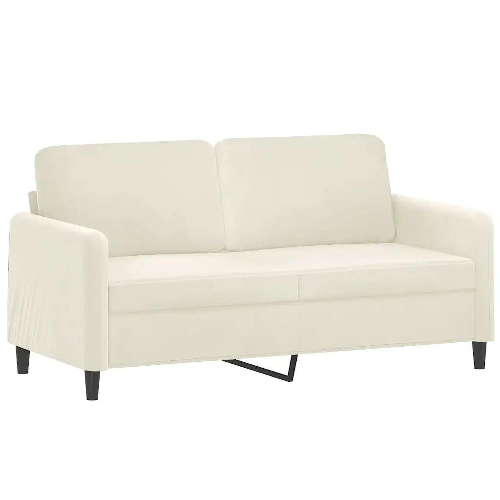Set di Divani 3 pz con Cuscini Crema in Velluto