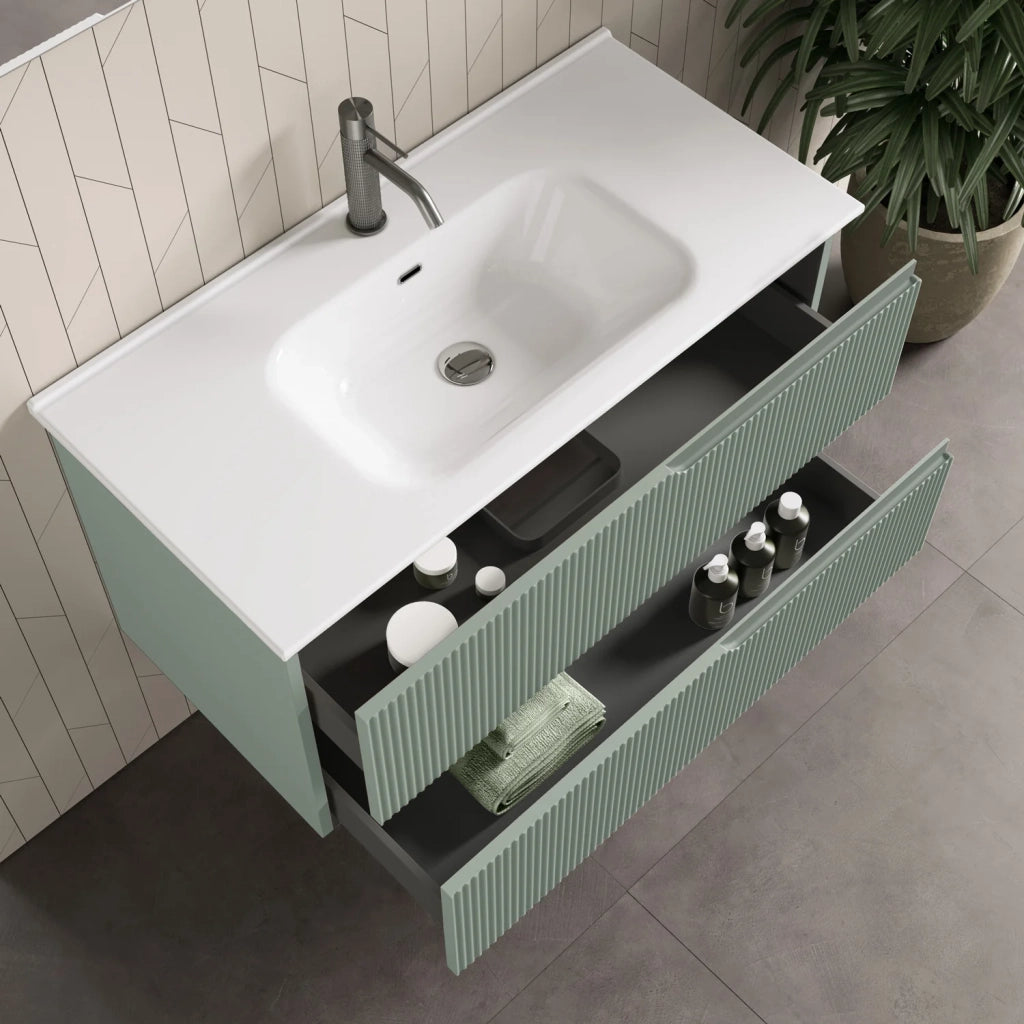Mobile bagno composizione 4 pezzi L.81 P.46,5 H.190 cm VENERE colore verde salvia