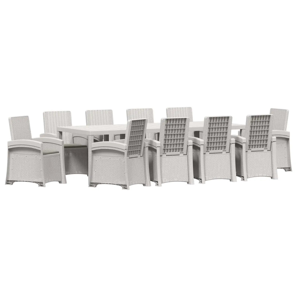 Set da Pranzo per Giardino 11 pz Bianco e Grigio Chiaro PP 3430178