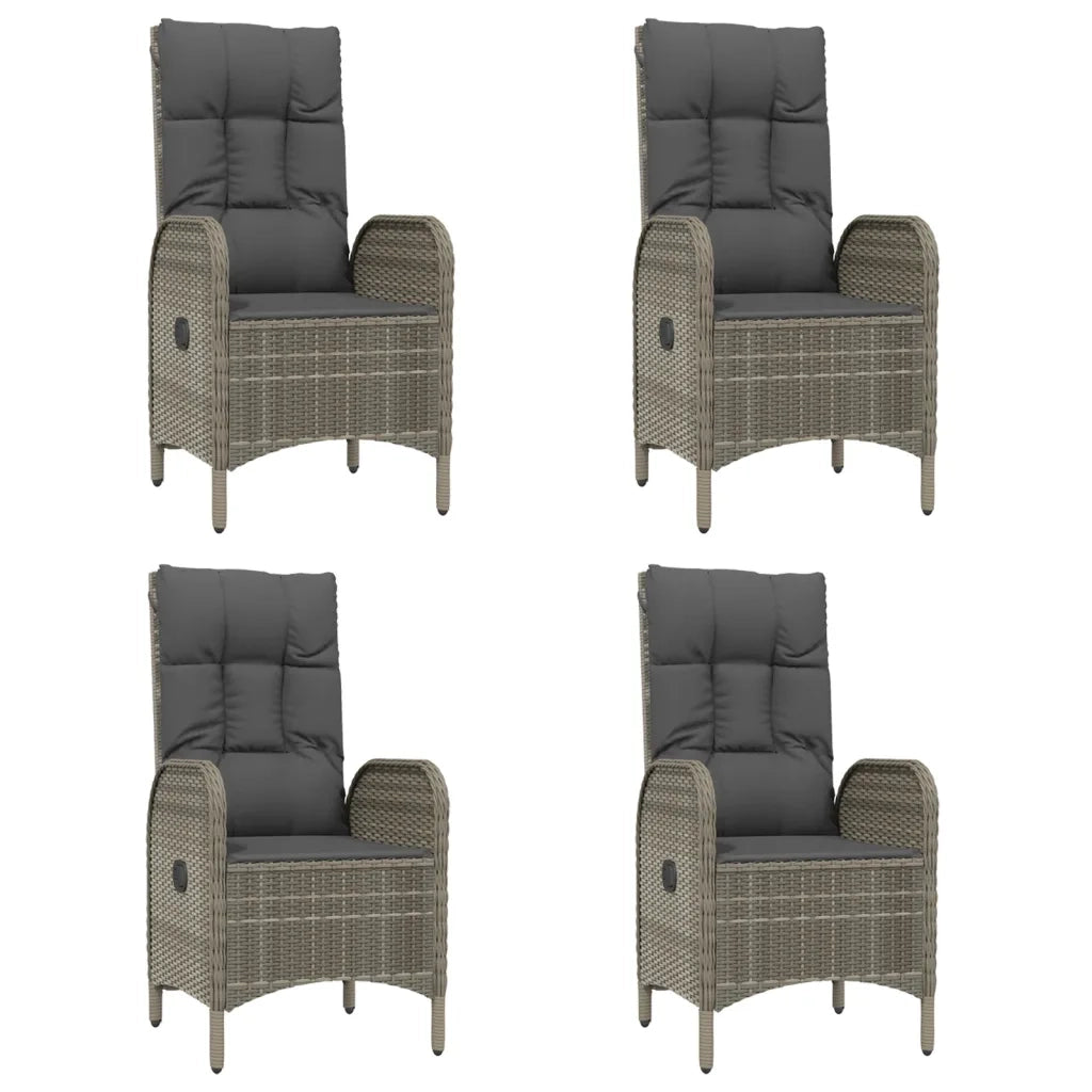 Set da Pranzo Giardino 5pz Nero e Grigio con Cuscini Polyrattan 3185179