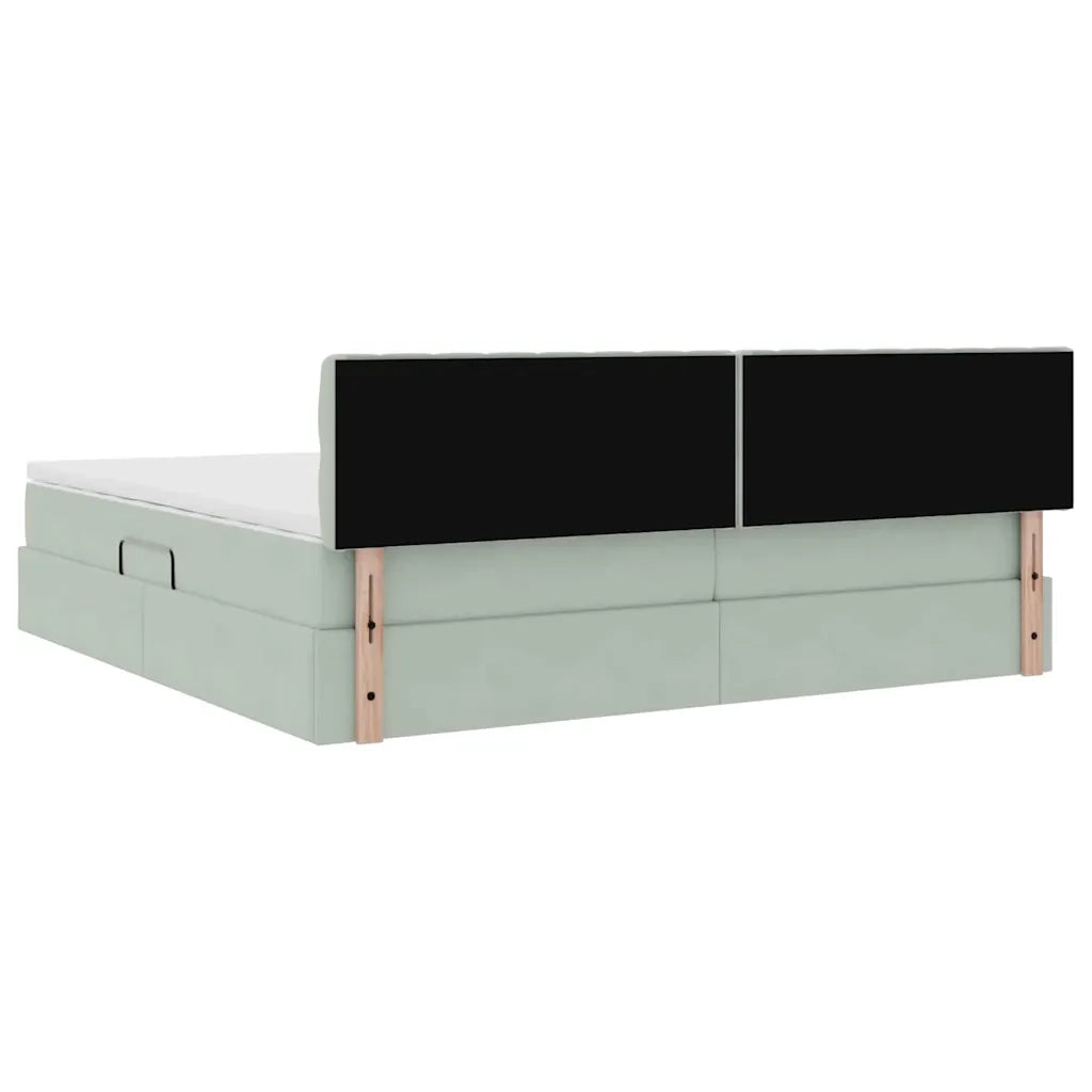 Letto con Contenitore Grigio chiaro 200 x 200 cm Velluto