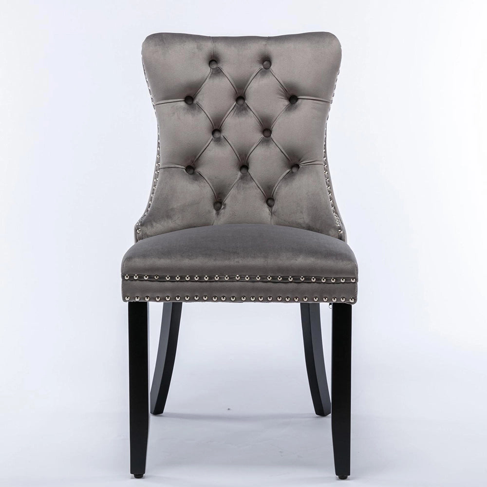 Set 2 sedie Nikki - Xylo - velluto grigio gambe legno capitonné