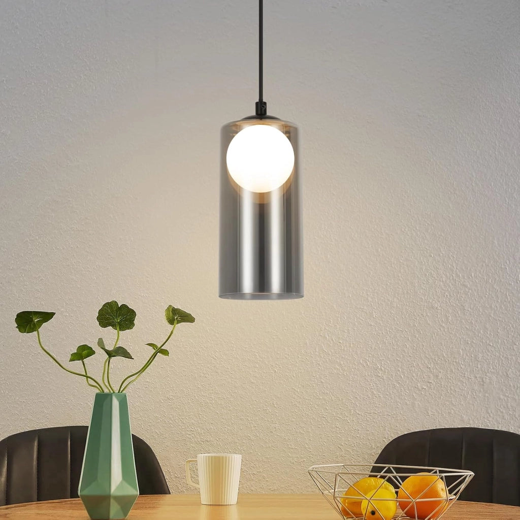 Lampada a sospensione ZMH per sala da pranzo nera 1 fiamma G9 in vetro vintage per camera da letto