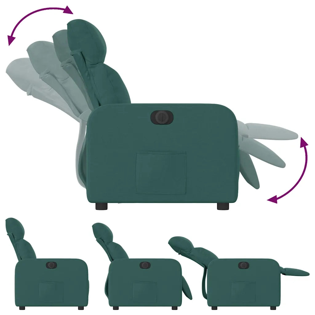 Poltrona Elettrica Reclinabile Verde Scuro in Tessuto 3206687