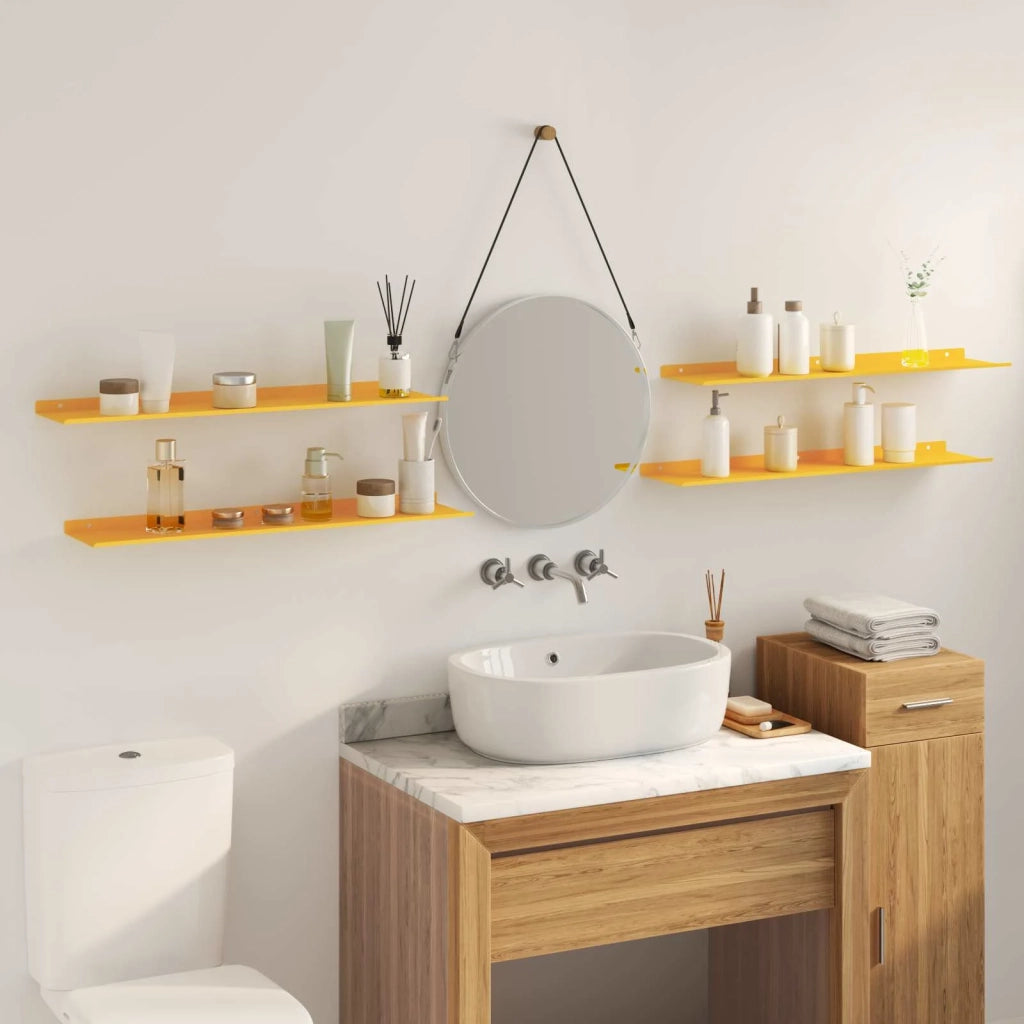 Mensola sospesa 4 pcs Giallo senape 80 x 18 x 2,5 cm Acciaio
