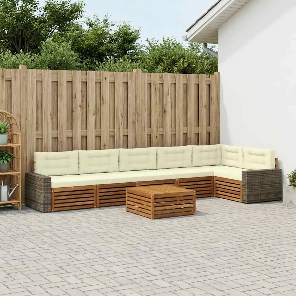 Set di divani da esterno 7 pcs Naturale e Crema 79 x 79 x 37 cm