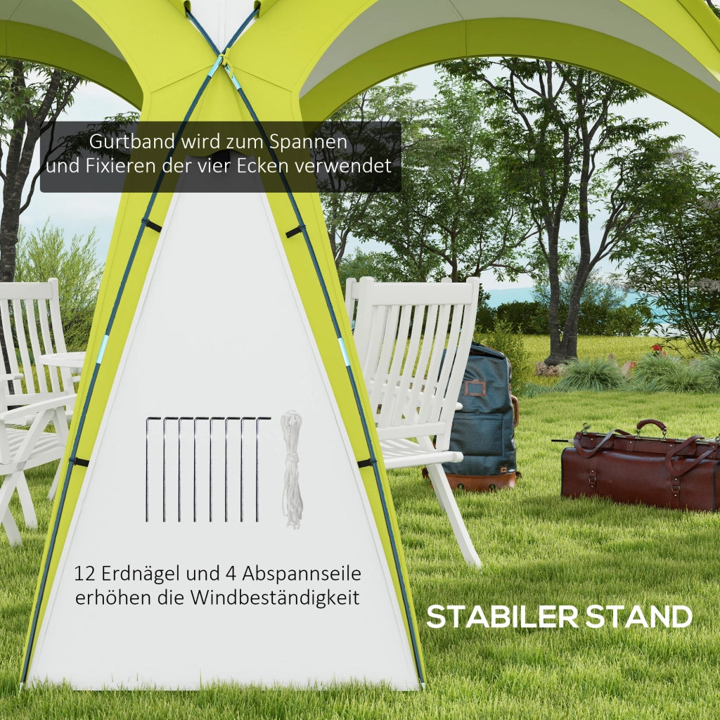 Gazebo da Giardino 3.5x3.5m con Porta ¨C Zephmum ¨C Verde, Poliestere Impermeabile