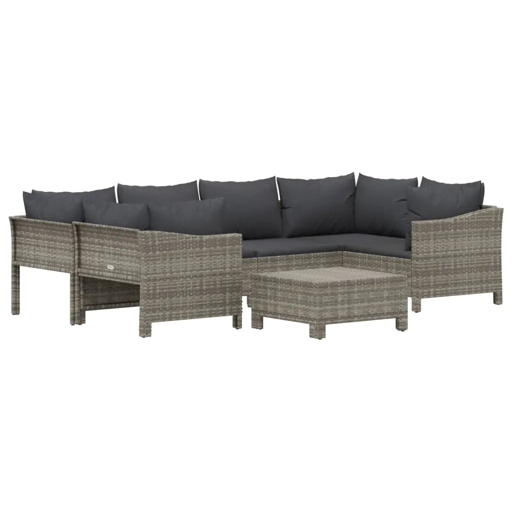 Set Divani da Giardino 7 pz con Cuscini in Polyrattan Grigiocod mxl 100623