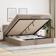 Pouf Letto con Materassi e LED Cappuccino 160x200cm Similpelle 3312166