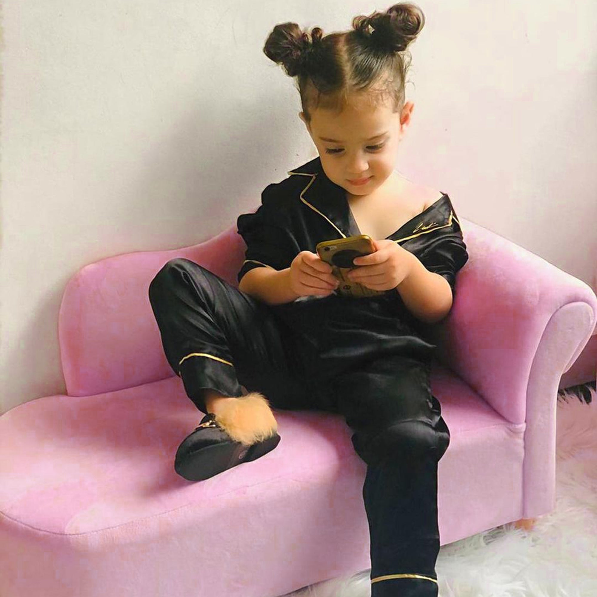 Divano per Bambini 80x40x49 cm in Pile Rosa