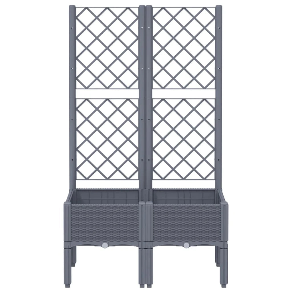 Fioriera rialzata per piante fiori terrazza giardino con traliccio 80 x 40 x 142 cm PP grigio 02_0038310