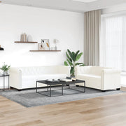 Divani Chesterfield a 2 Posti e a 3 Posti in Similpelle Bianco 272250