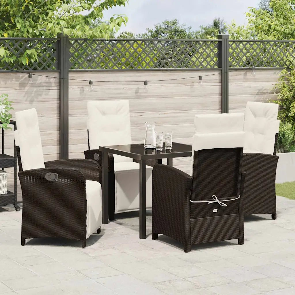 Set da Pranzo per Giardino con cuscino 5 pcs Marrone polyrattan 3380317