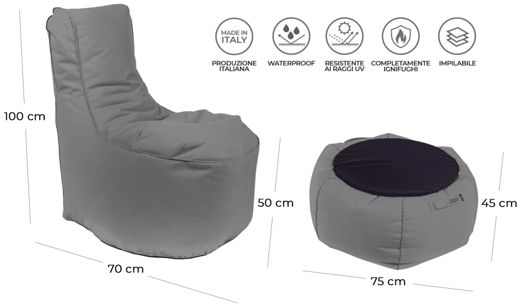 Poltrona Pouf e Tavolino in Acrilico Pomodone Giallo