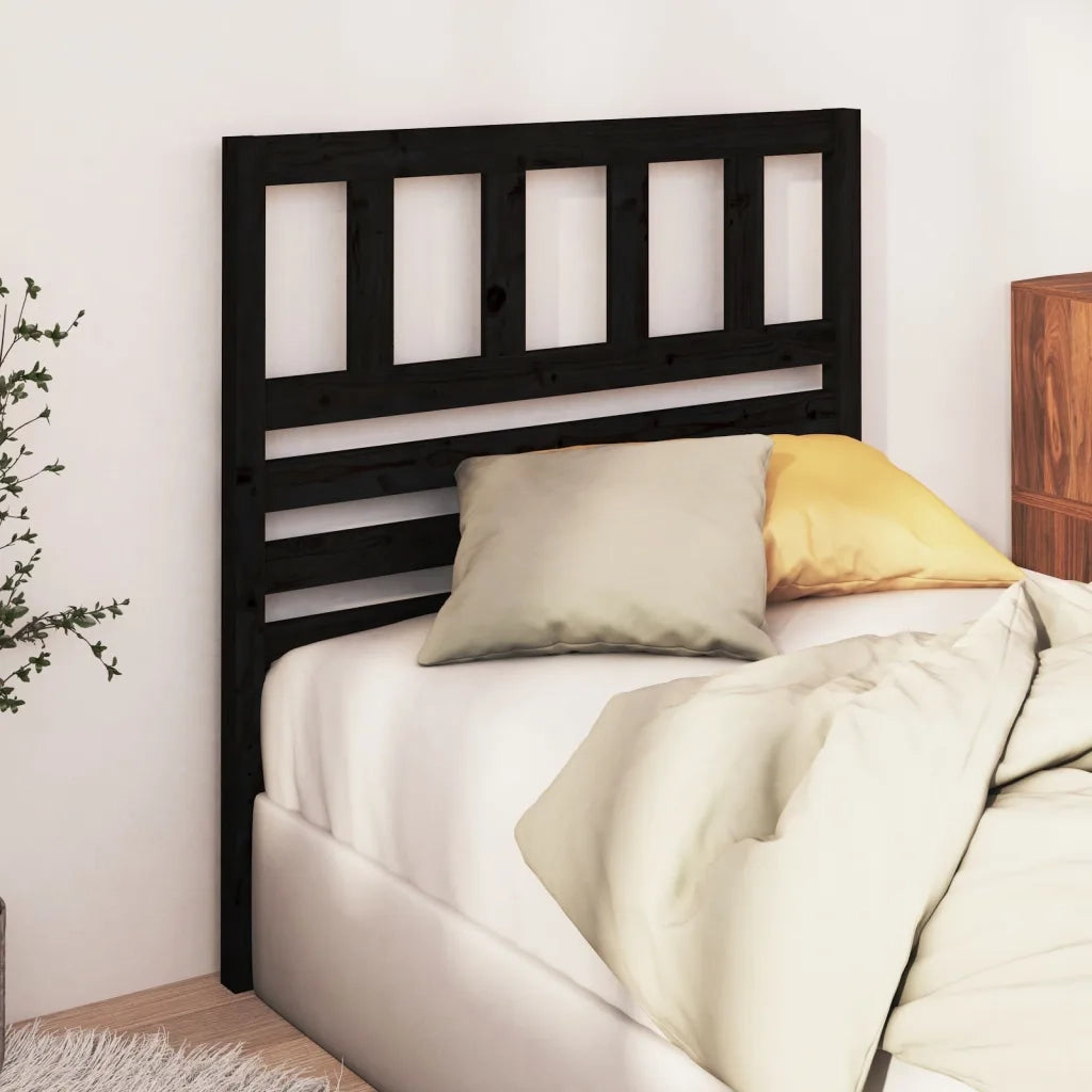 Testiera per Letto-Testata-Testiera Decorativa Nera 81x4x100 cm in Legno Massello di Pino 723917